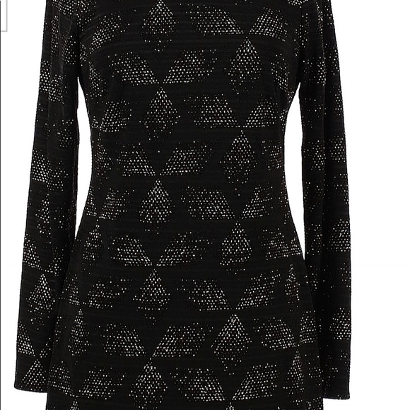 Vince Camuto rose gold and black print long sleeve mini sheath dress. - Picture 2 of 7